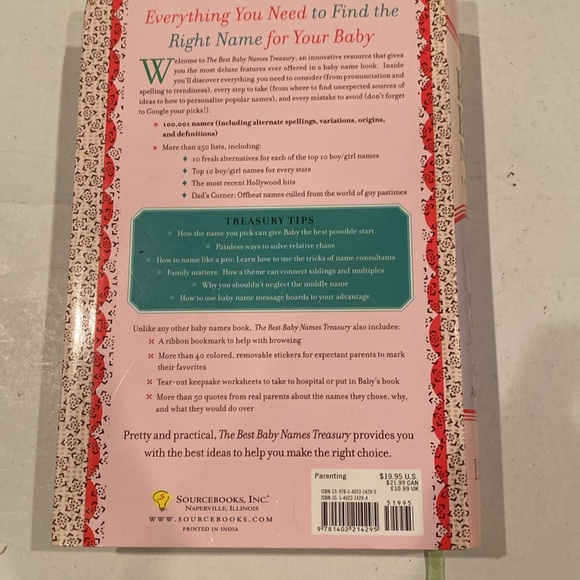 “The Best Baby Names Treasury,” stiff Softcover - Picture 2 of 2
